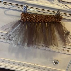 Brown ivory off white cream tulle tutu elastic waistband infant tutu baby skirt​